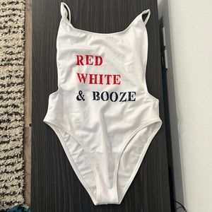 Red, White & booze one piece bikini swim